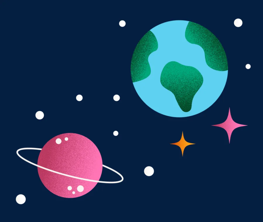 Illustrated planets and stars